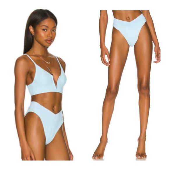 L*Space | Pointelle Rib Court Bitsy Bottom In Sky Blue | S - Picture 5 of 13